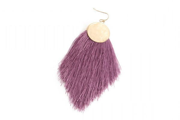 Purple feathered post earrings