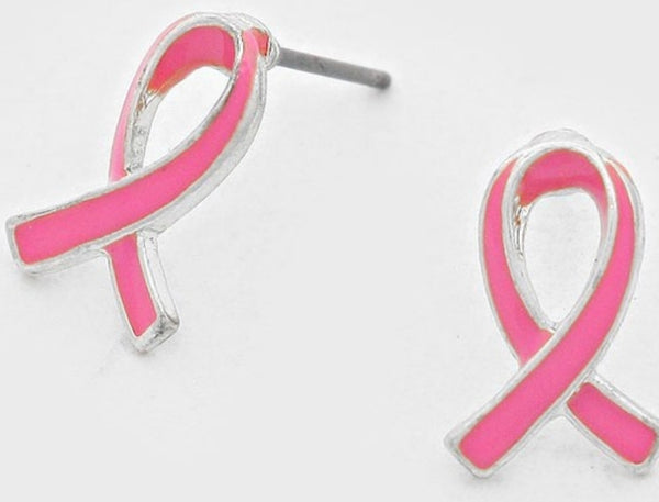 Pink ribbon Stud Earrings